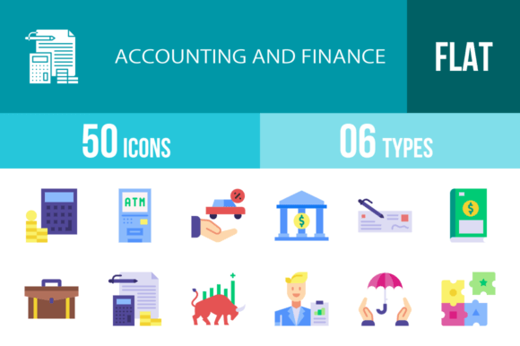 50 Accounting & Finance Flat Icons for Modern Design