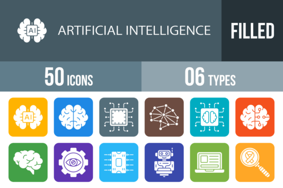50 Artificial Intelligence Filled Icons for Modern Design