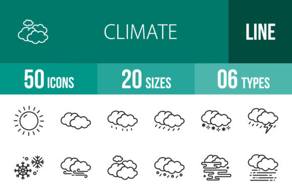 50 Climate Line Icons for Modern Design and Branding