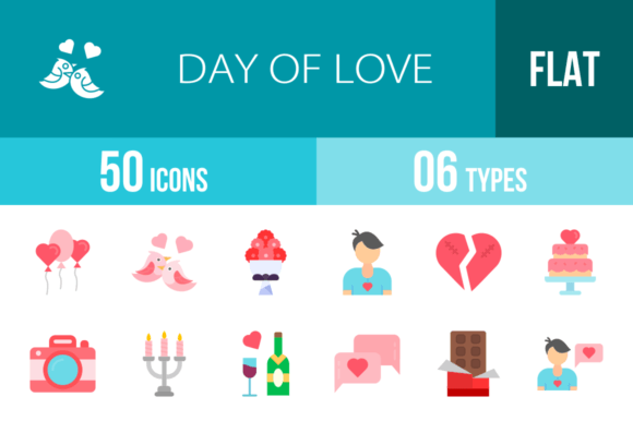 50 Day of Love Flat Multicolor Icons: Design Assets for Every Project