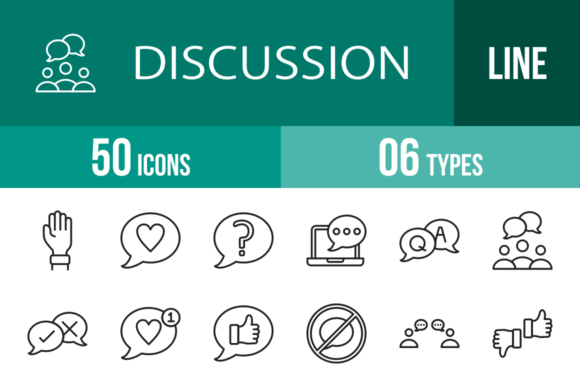 50 Discussion Line Icons: A Toolkit for Modern Communication
