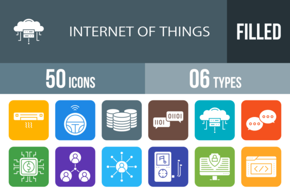 50 Internet of Things Filled Line Icons: Modern Visuals