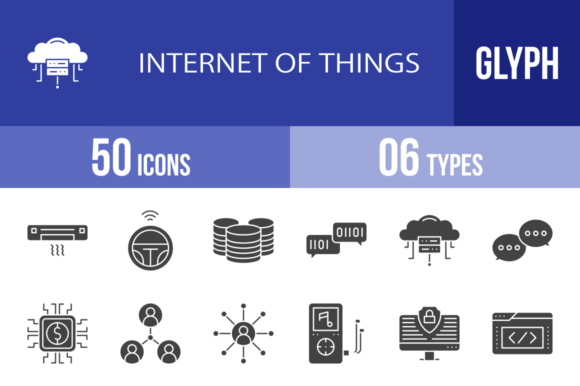 50 Internet of Things Glyph Icons for Modern Design
