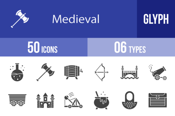 50 Medieval Glyph Icons: A Designer's Toolkit for Timeless Appeal