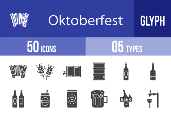 50 Oktoberfest Glyph Icons: Authentic Bavarian Design Assets