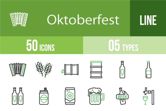 50 Oktoberfest Green & Black Icons: A Designer's Toolkit for Authentic Bavarian Style