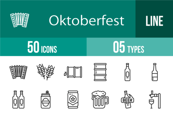 50 Oktoberfest Line Icons: Your Design Toolkit for the Festival