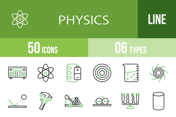 50 Physics Green & Black Icons: A Versatile Design Toolkit