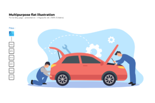Flat Illustration Car Service: Modern Vector Design for Digital Projects
