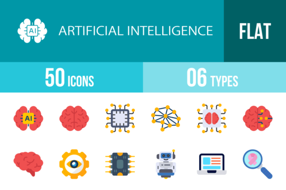 Visualize AI: 50 Flat Icons for Modern Projects